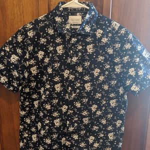 Mens Short Sleeve Button Up Floral Print